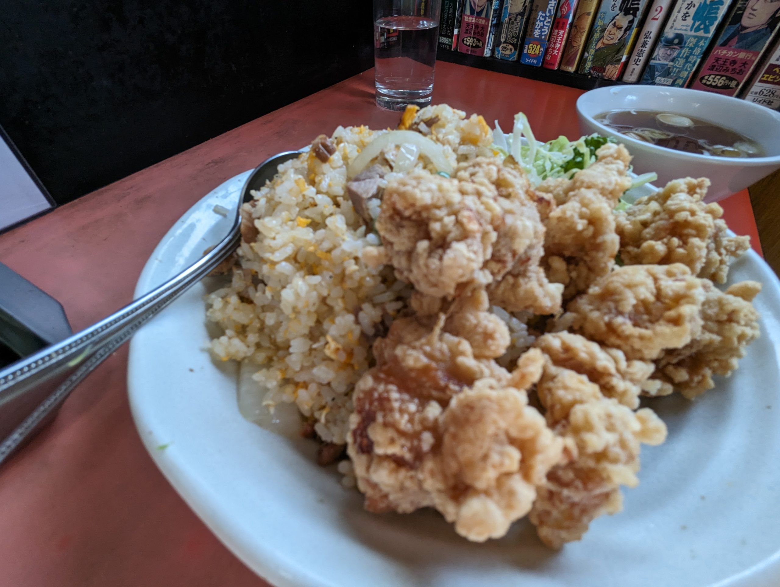 Fried rice with fried chicken